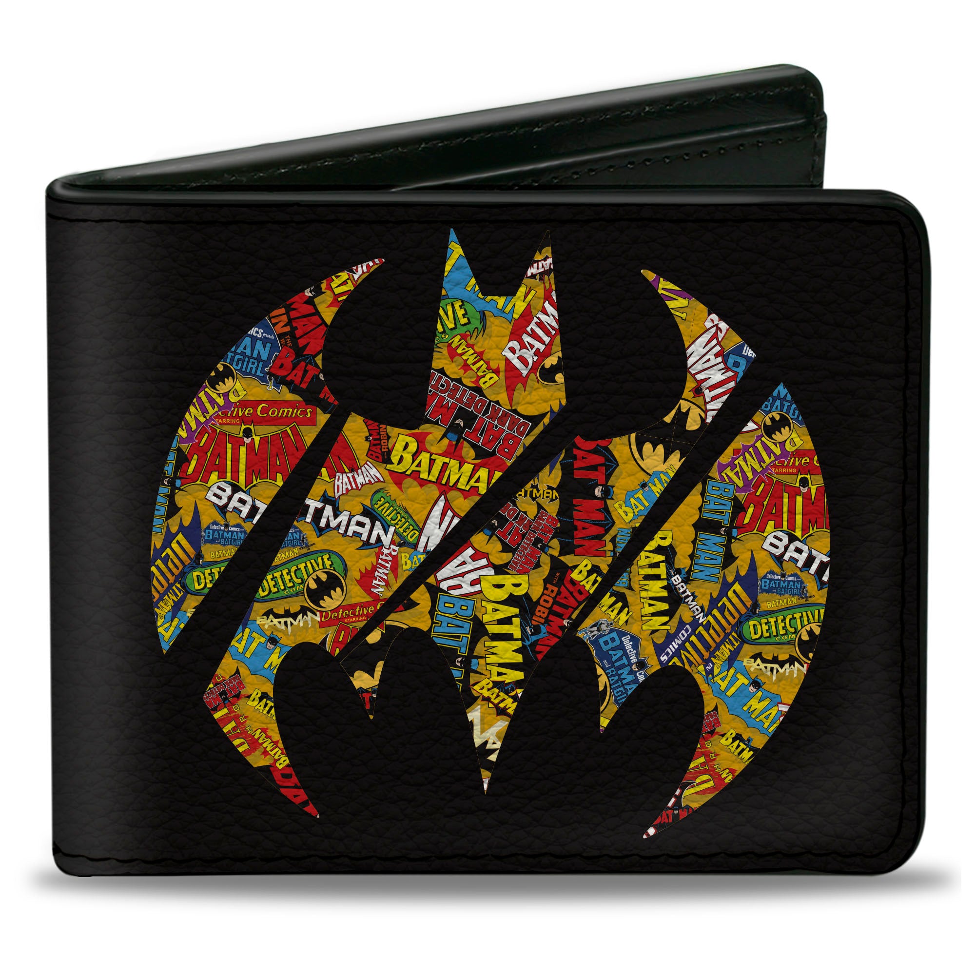 Bi-Fold Wallet - Bat Signal Black Multi Color Logos Stacked Bi-Fold Wallets DC Comics