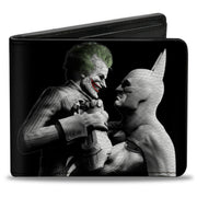 Bi-Fold Wallet - ARKHAM CITY Batman & Joker Fight Pose Black Grays White Bi-Fold Wallets DC Comics