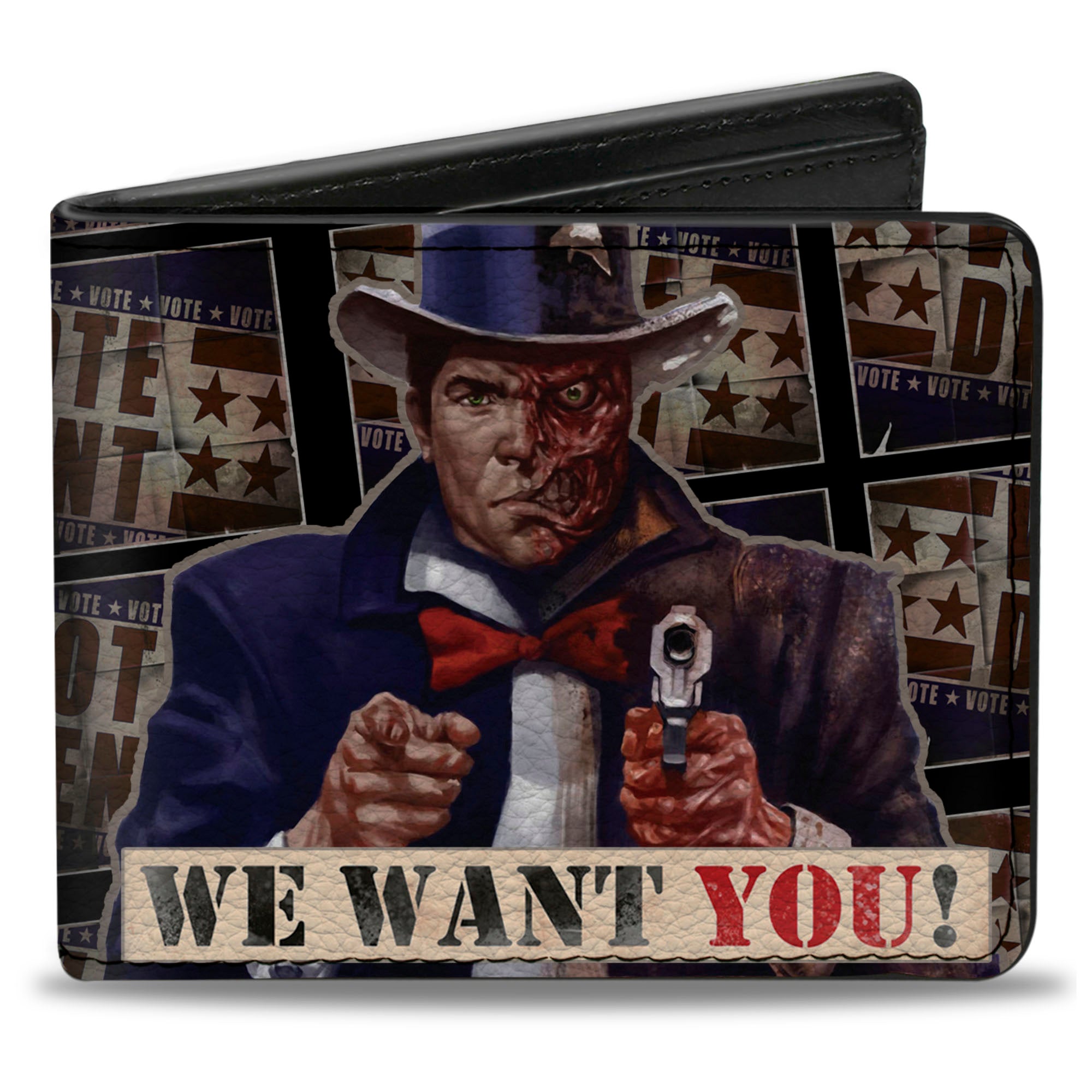 Bi-Fold Wallet - Uncle Two-Face WE WANT YOU! VOTE DENT Poster Blocks Bi-Fold Wallets DC Comics