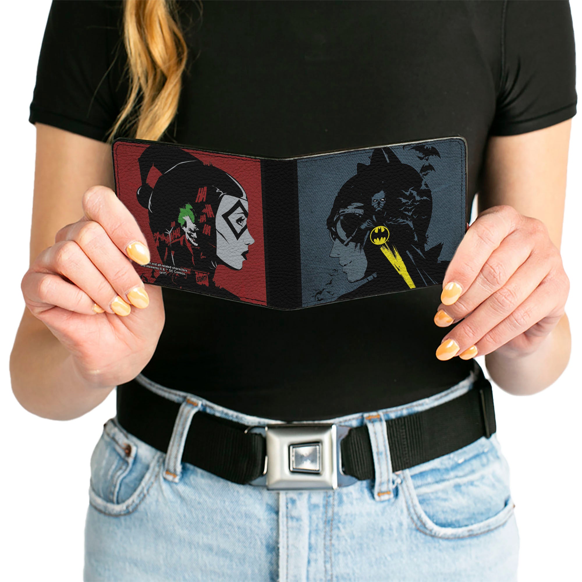 Bi-Fold Wallet - Catwoman Batman Gray Black Yellow + Harley Quinn Joker Red Black White Bi-Fold Wallets DC Comics