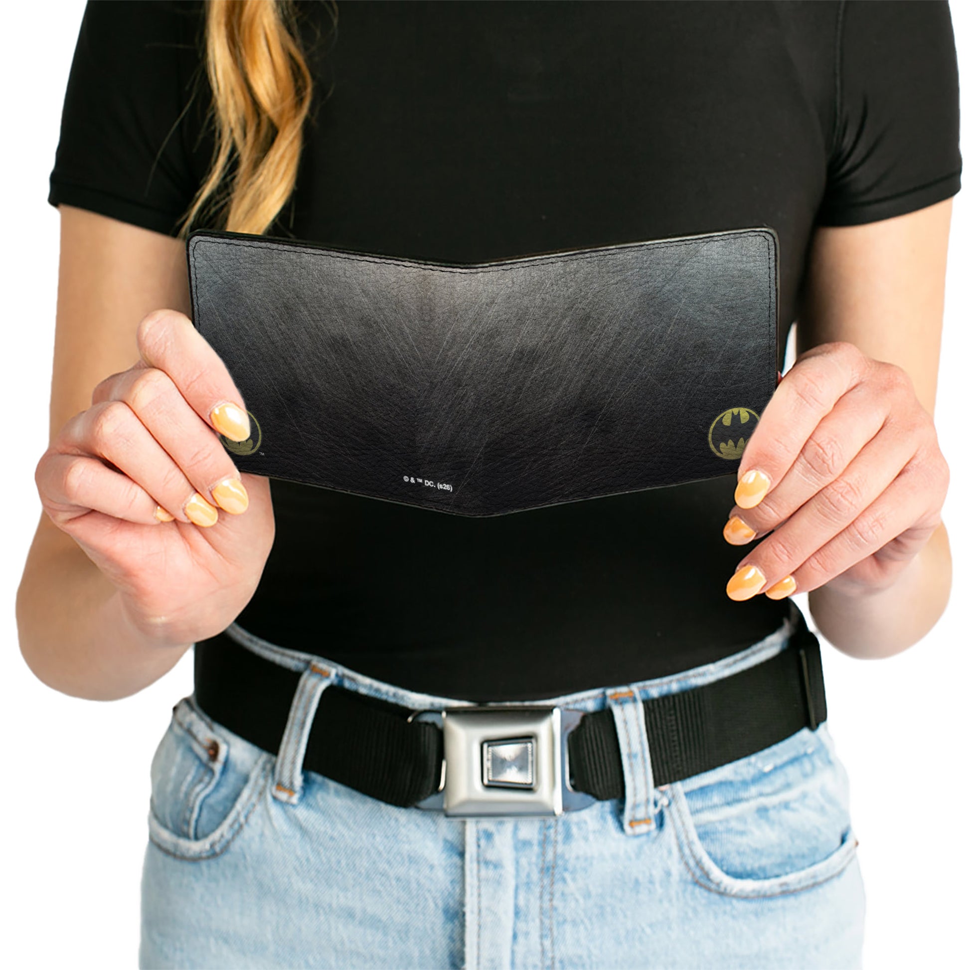 Bi-Fold Wallet - Bat Signal Corner Weathered Black Yellow Black Bi-Fold Wallets DC Comics