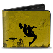 Bi-Fold Wallet - Batman Catwoman Skyline Chase Silhouettes Yellows Black Bi-Fold Wallets DC Comics