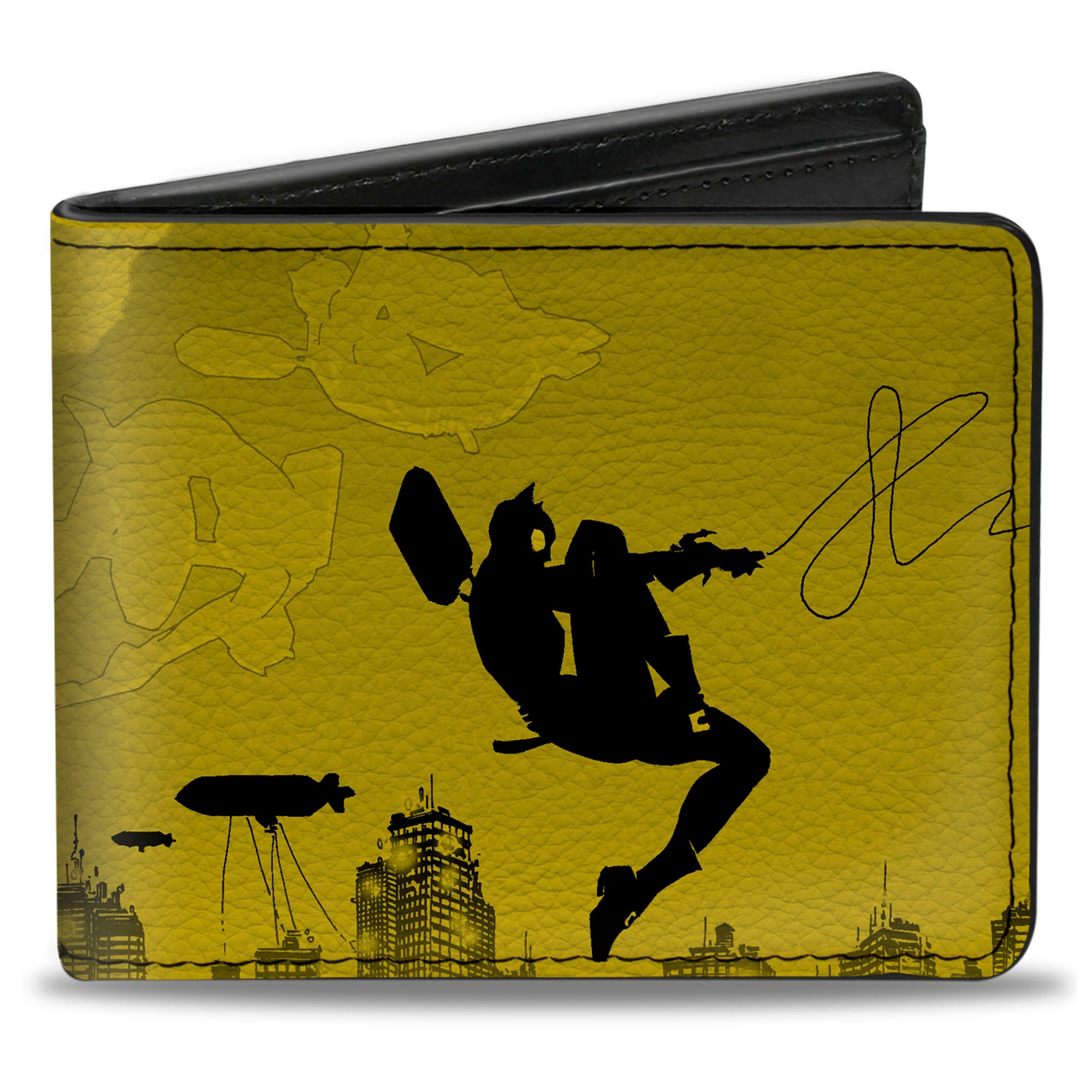 Bi-Fold Wallet - Batman Catwoman Skyline Chase Silhouettes Yellows Black Bi-Fold Wallets DC Comics