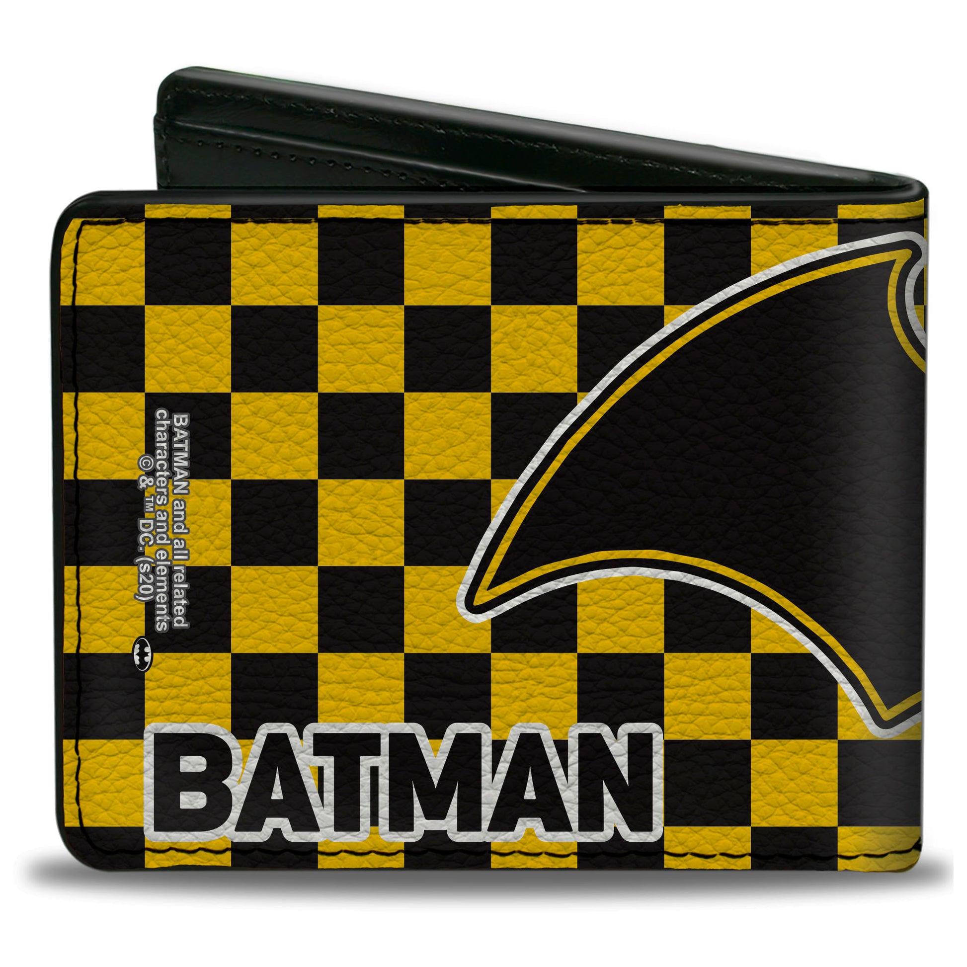 Bi-Fold Wallet - BATMAN Bat Logo Close-Up Checker Yellow Black Bi-Fold Wallets DC Comics