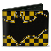 Bi-Fold Wallet - BATMAN Bat Logo Close-Up Checker Yellow Black Bi-Fold Wallets DC Comics