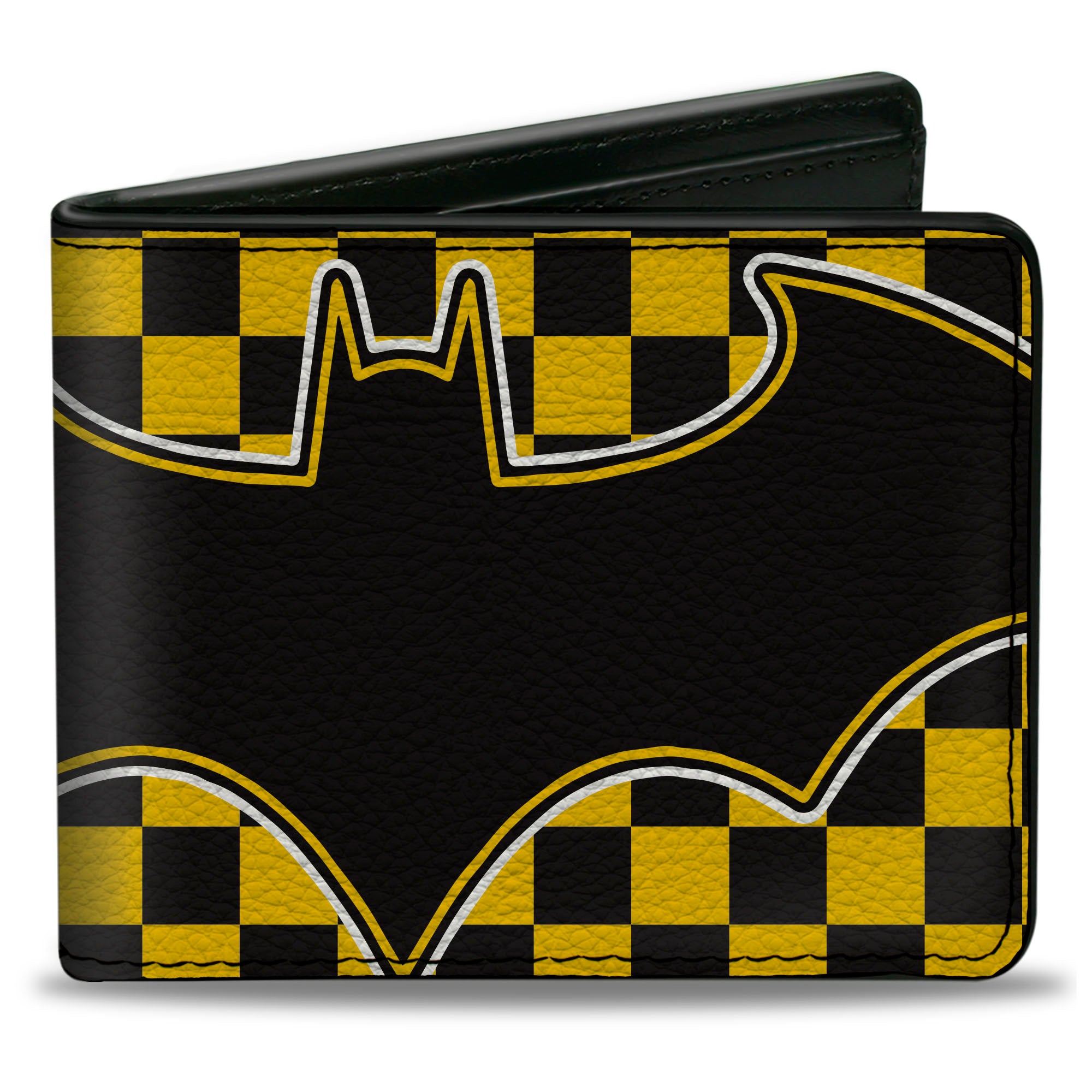 Bi-Fold Wallet - BATMAN Bat Logo Close-Up Checker Yellow Black Bi-Fold Wallets DC Comics