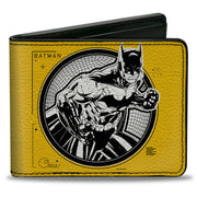Bi-Fold Wallet - Batman Tech Action Pose + Bat Logo Yellow Black White Bi-Fold Wallets DC Comics