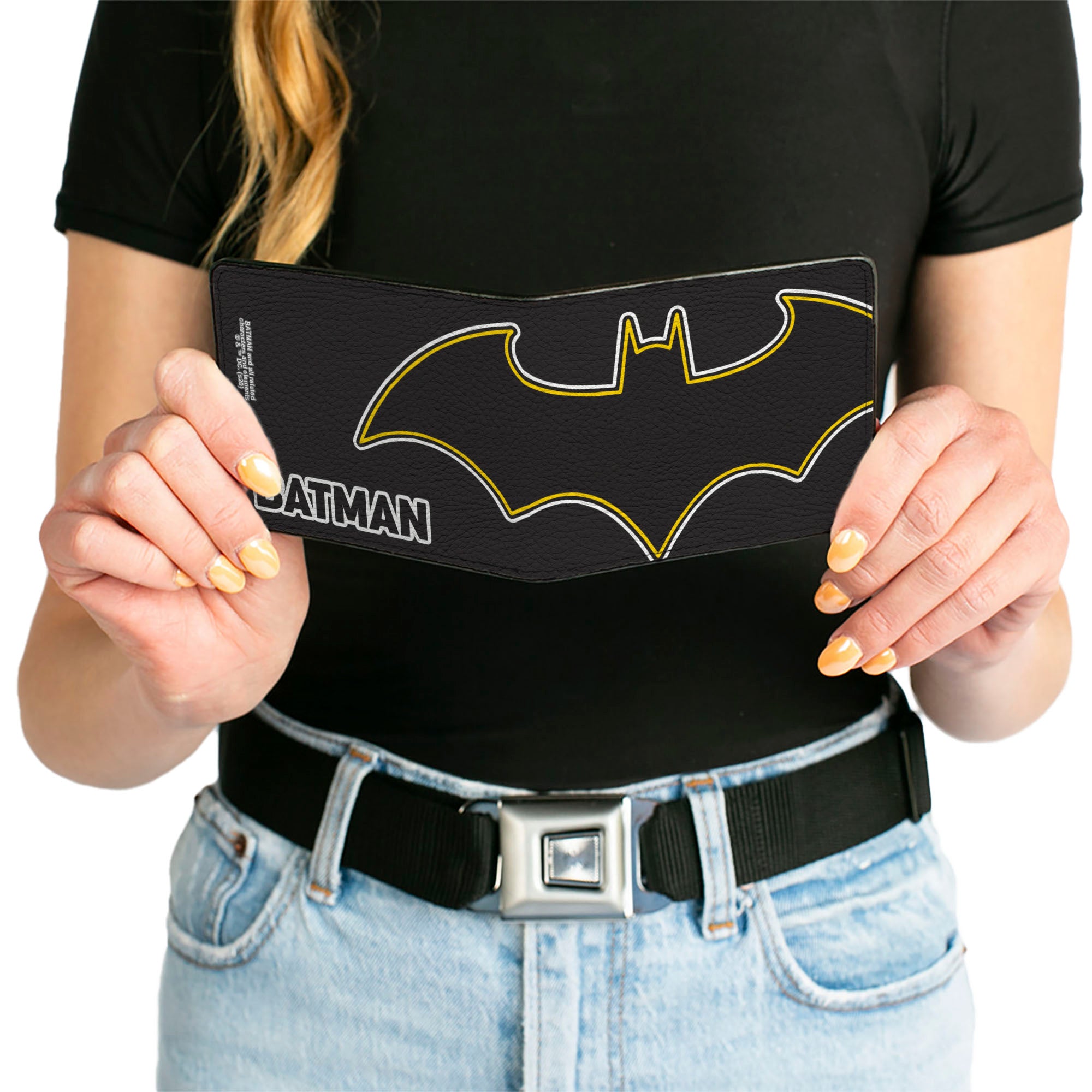 Bi-Fold Wallet - BATMAN Bat Logo Close-Up Black White Yellow Bi-Fold Wallets DC Comics