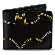 Bi-Fold Wallet - BATMAN Bat Logo Close-Up Black White Yellow Bi-Fold Wallets DC Comics