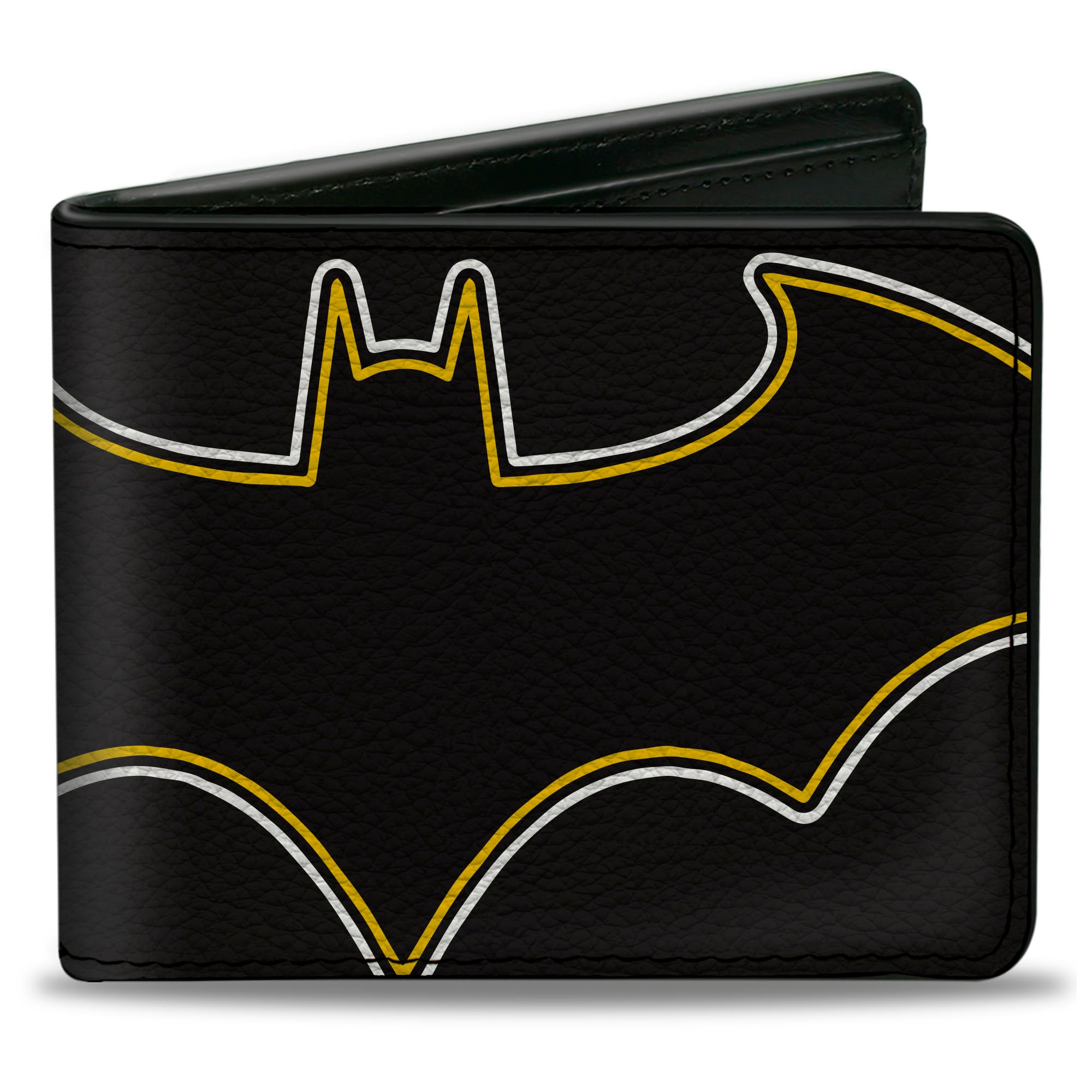 Bi-Fold Wallet - BATMAN Bat Logo Close-Up Black White Yellow Bi-Fold Wallets DC Comics