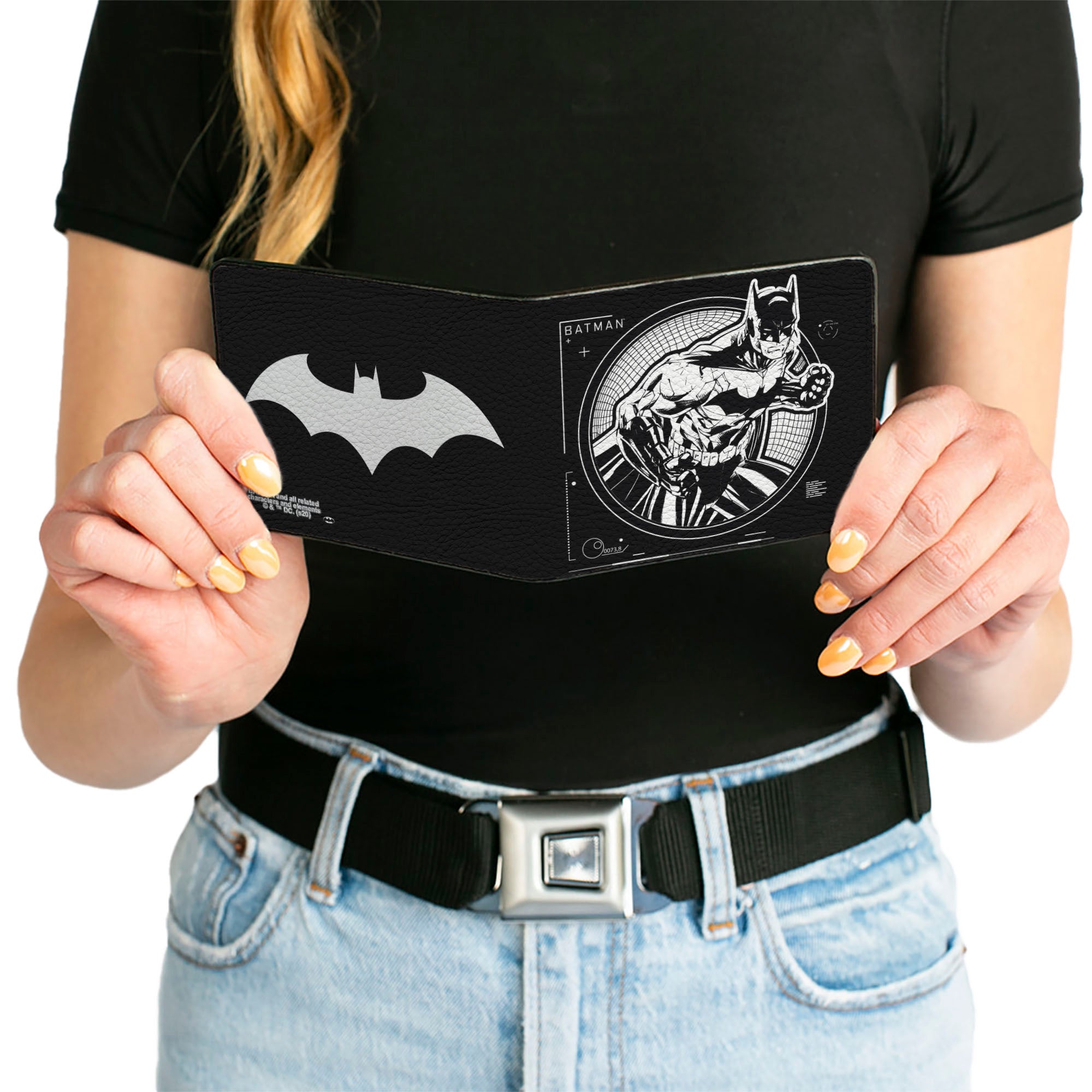 Bi-Fold Wallet - Batman Tech Action Pose + Bat Logo Black White Bi-Fold Wallets DC Comics