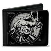 Bi-Fold Wallet - Batman Tech Action Pose + Bat Logo Black White Bi-Fold Wallets DC Comics