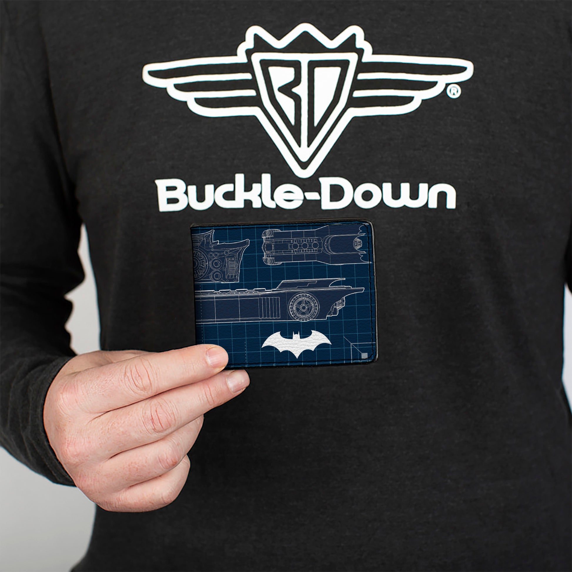 Bi-Fold Wallet - Batman Batmobile Blueprint Tech Turns Blues White Bi-Fold Wallets DC Comics