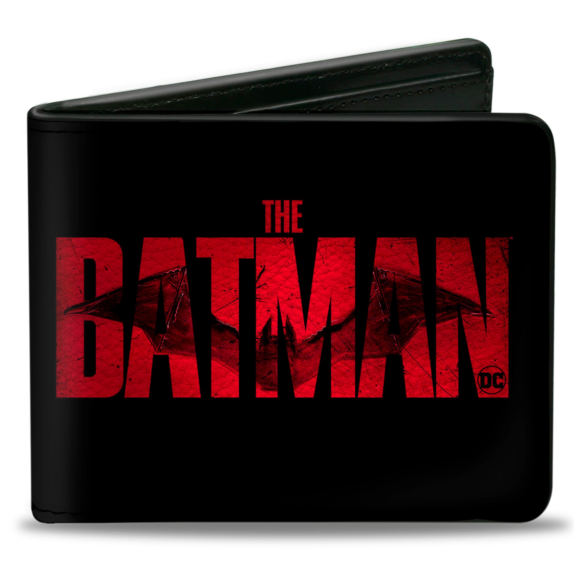 Bi-Fold Wallet - THE BATMAN Movie Bat Title Weathered Black Red Bi-Fold Wallets DC Comics
