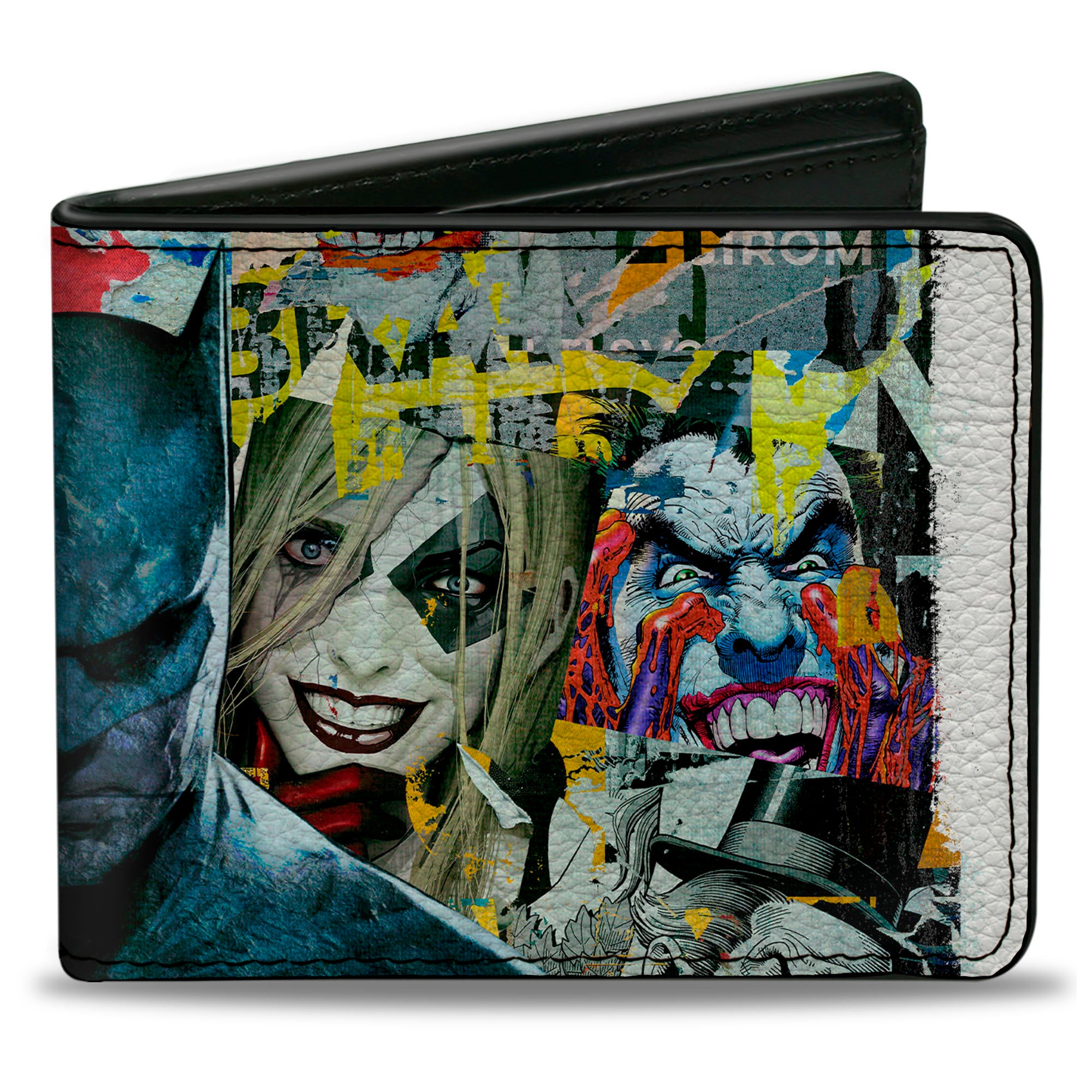 Bi-Fold Wallet - Batman and Gotham City Villains Torn Faces Graffiti Collage2 Bi-Fold Wallets DC Comics