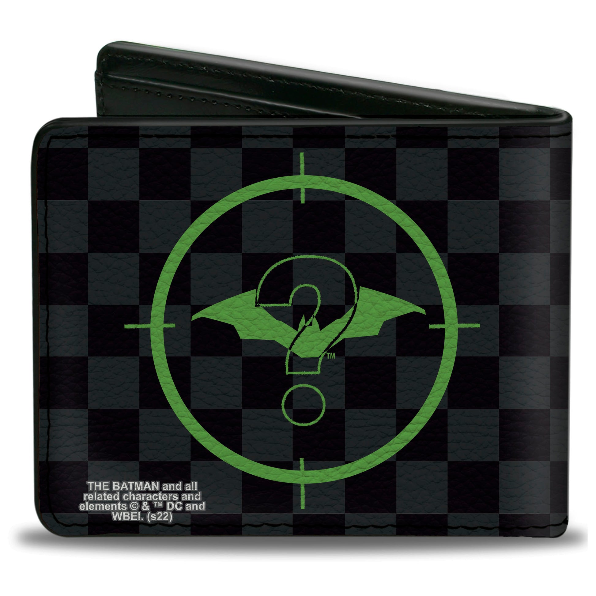 Bi-Fold Wallet - The Batman Movie Batman and Riddler Target Logo Checker Black Gray Green Bi-Fold Wallets DC Comics