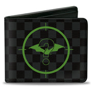 Bi-Fold Wallet - The Batman Movie Batman and Riddler Target Logo Checker Black Gray Green Bi-Fold Wallets DC Comics