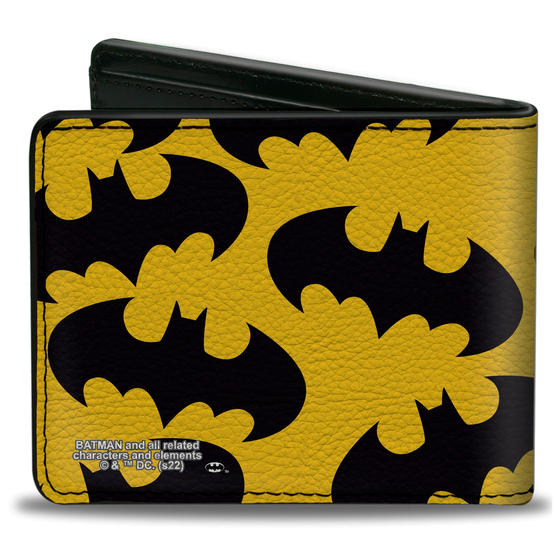Bi-Fold Wallet - Batman Bat Signal-1 Scattered Yellow Black Bi-Fold Wallets DC Comics