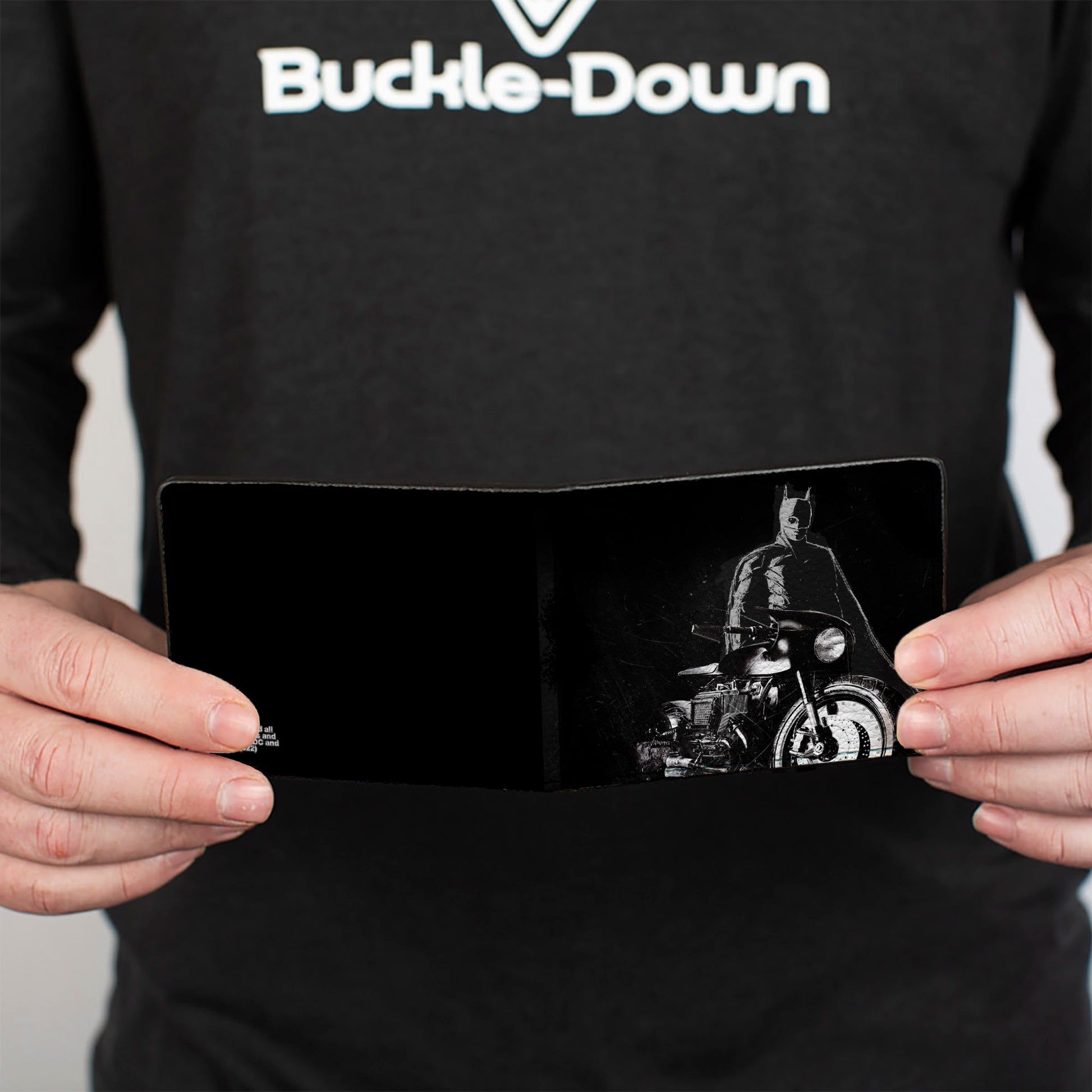 Bi-Fold Wallet - The Batman and Batcycle Pose Black White Bi-Fold Wallets DC Comics