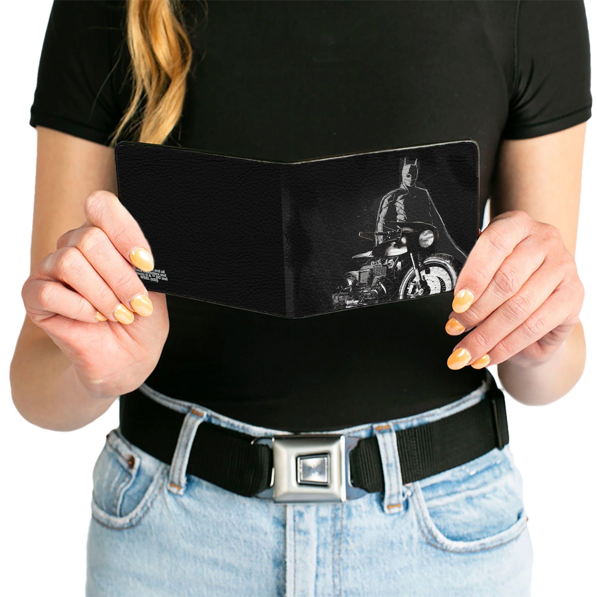 Bi-Fold Wallet - The Batman and Batcycle Pose Black White Bi-Fold Wallets DC Comics