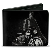 Bi-Fold Wallet - The Batman and Batcycle Pose Black White Bi-Fold Wallets DC Comics