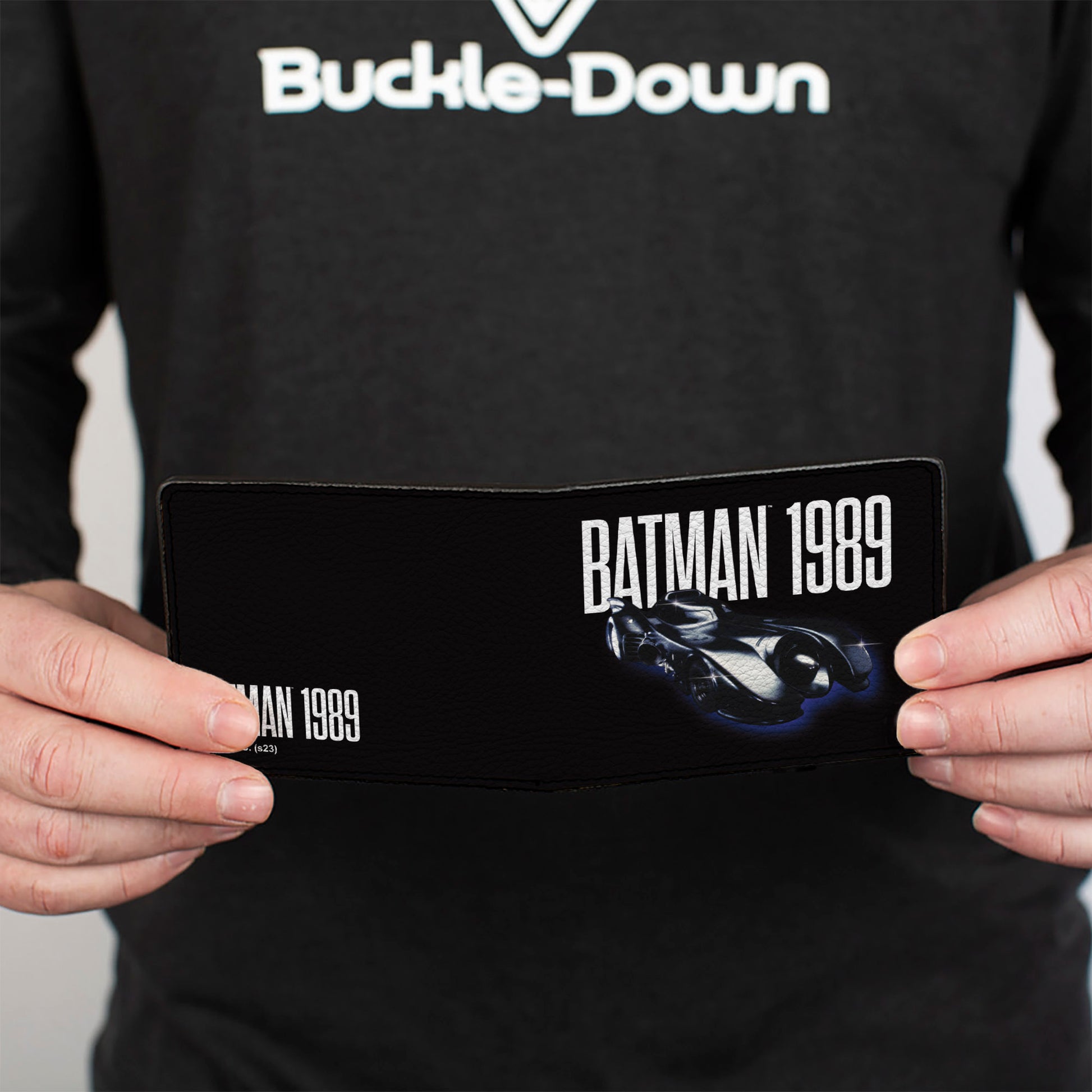Bi-Fold Wallet - BATMAN 1989 Batmobile Text Black/White/Blue Bi-Fold Wallets DC Comics