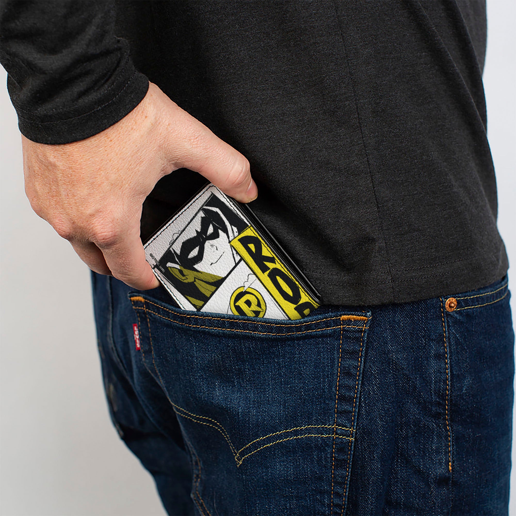Bi-Fold Wallet - Gotham Inked ROBIN Cityscape Collage White/Black/Yellow Bi-Fold Wallets DC Comics