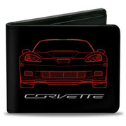 Bi-Fold Wallet - C6 Frontview + Rearview Blueprints Black Red Bi-Fold Wallets GM General Motors