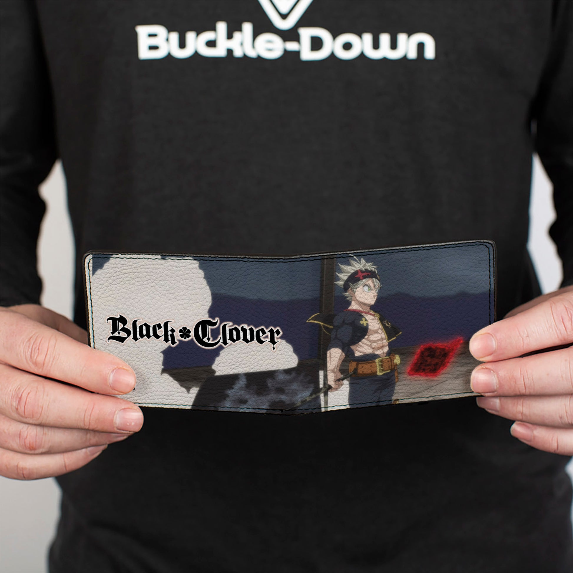 Bi-Fold Wallet - BLACK CLOVER Title Logo Asta Sword Pose Blues Bi-Fold Wallets Black Clover