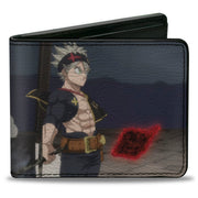Bi-Fold Wallet - BLACK CLOVER Title Logo Asta Sword Pose Blues Bi-Fold Wallets Black Clover