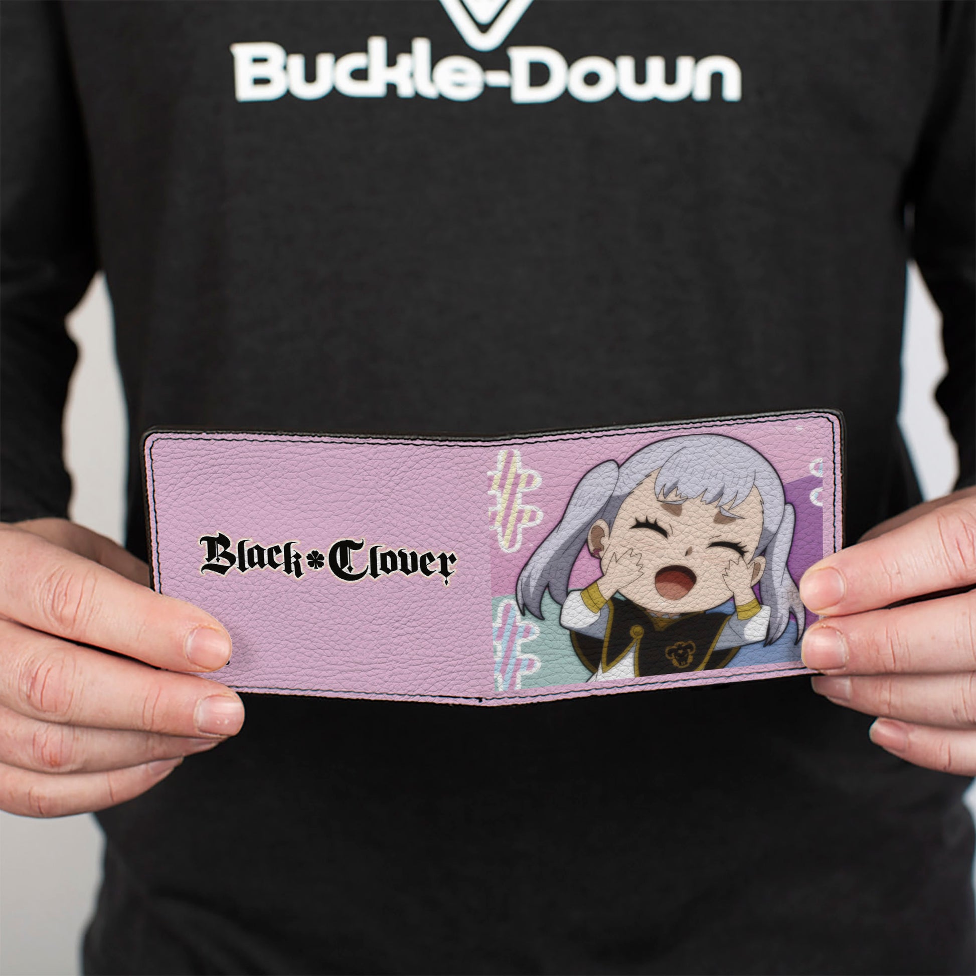 Bi-Fold Wallet - BLACK CLOVER Chibi Noelle Hash Tag Pose and Title Logo Pinks Bi-Fold Wallets Black Clover