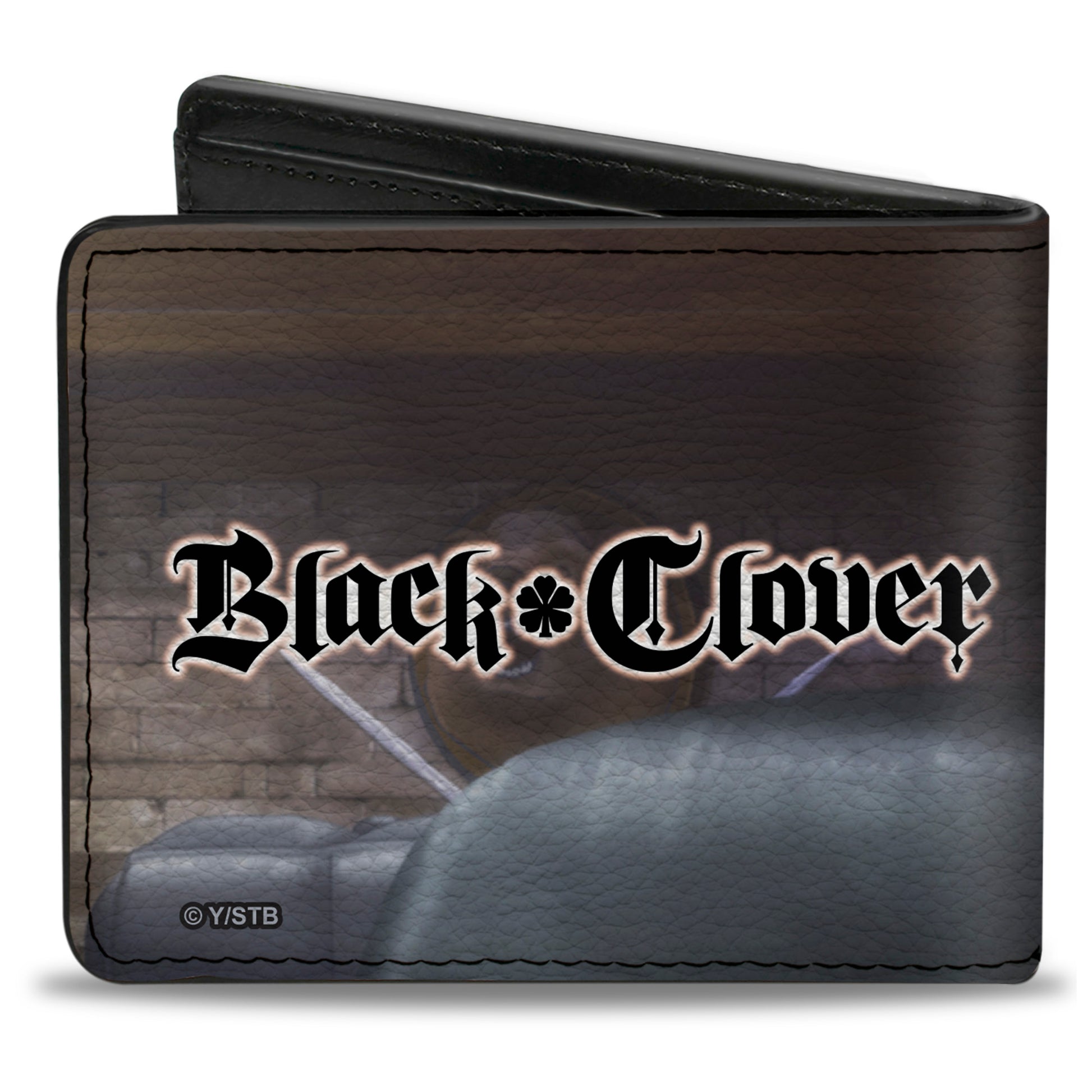 Bi-Fold Wallet - BLACK CLOVER Asta Looking Up Pose and Title Logo Bi-Fold Wallets Black Clover