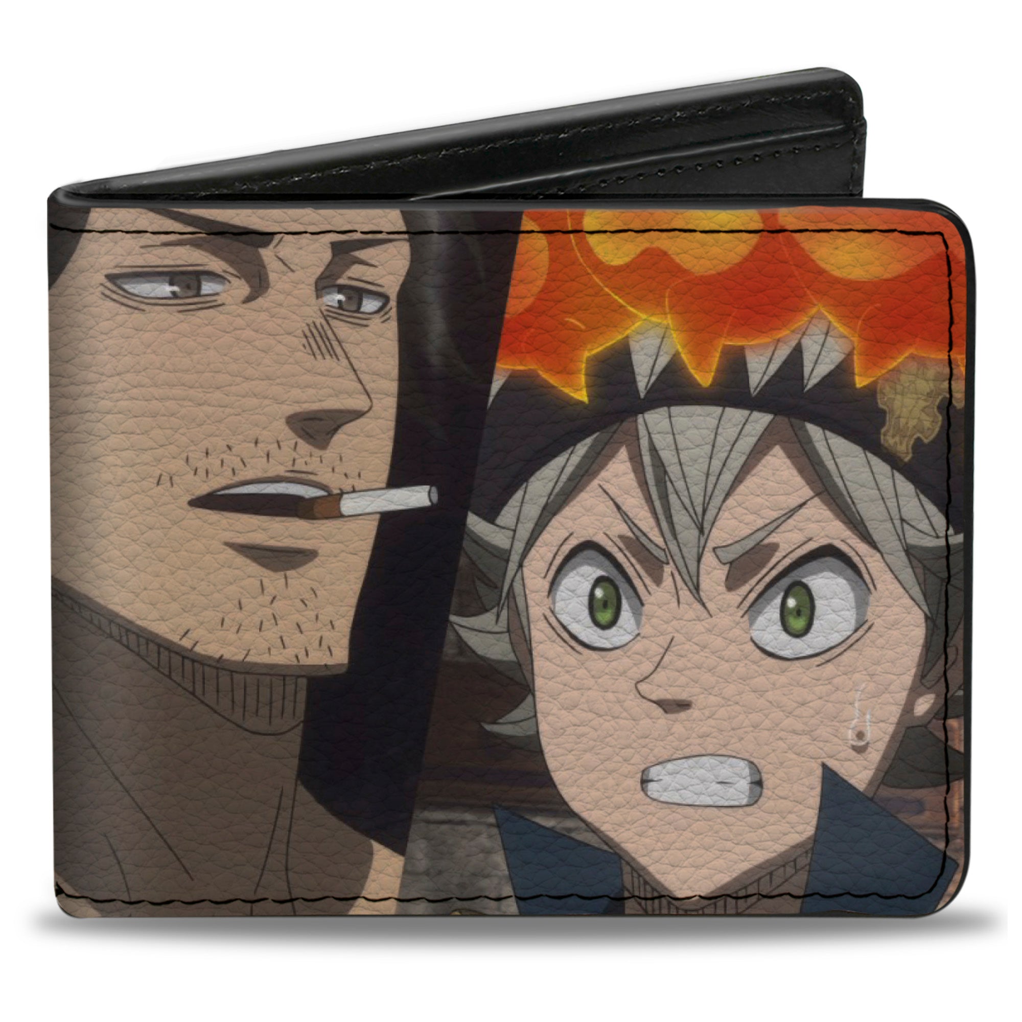 Bi-Fold Wallet - BLACK CLOVER Three Character Pose Blocks and Title Logo Bi-Fold Wallets Black Clover