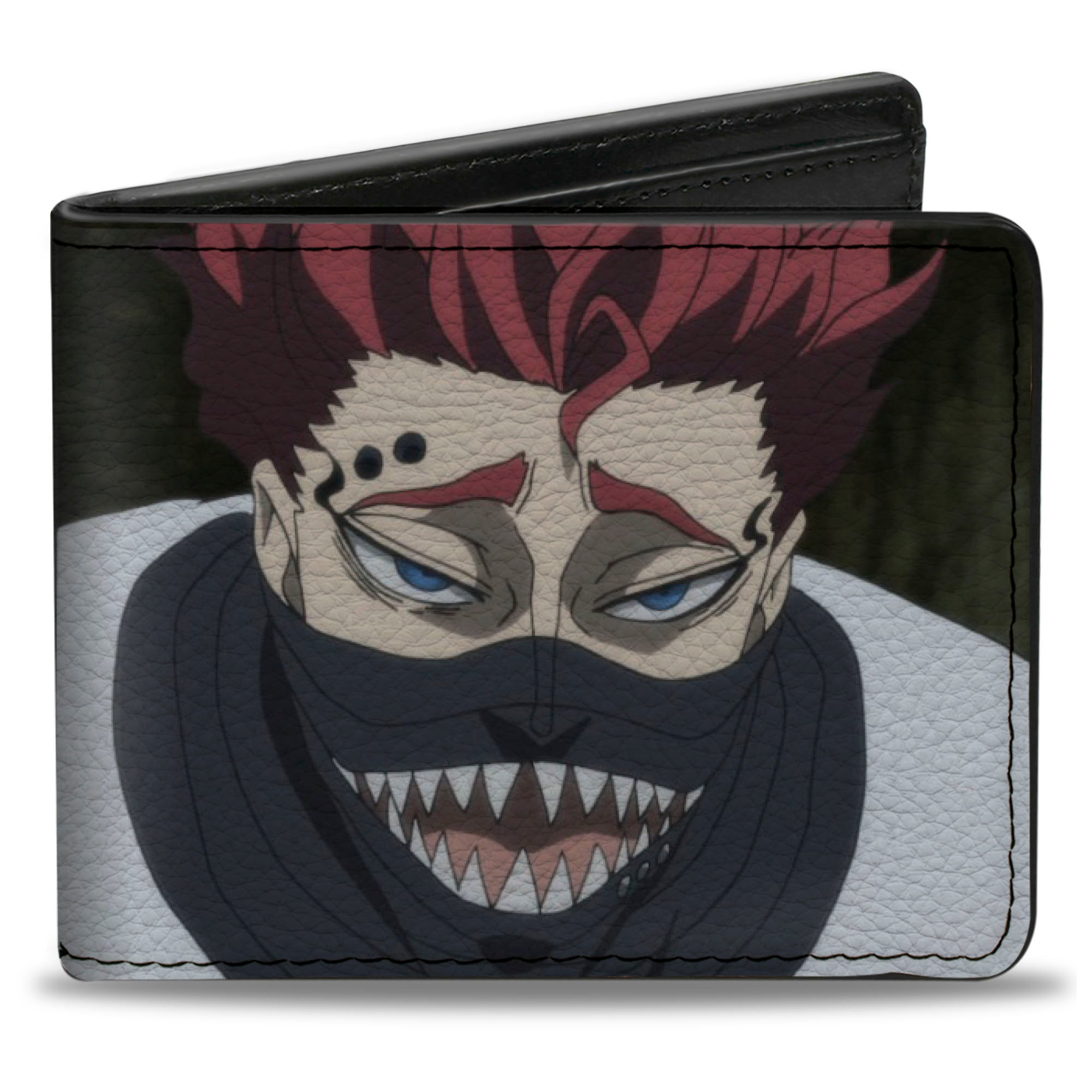 Bi-Fold Wallet - BLACK CLOVER Zora and Asta Faces and Title Logo Black Bi-Fold Wallets Black Clover