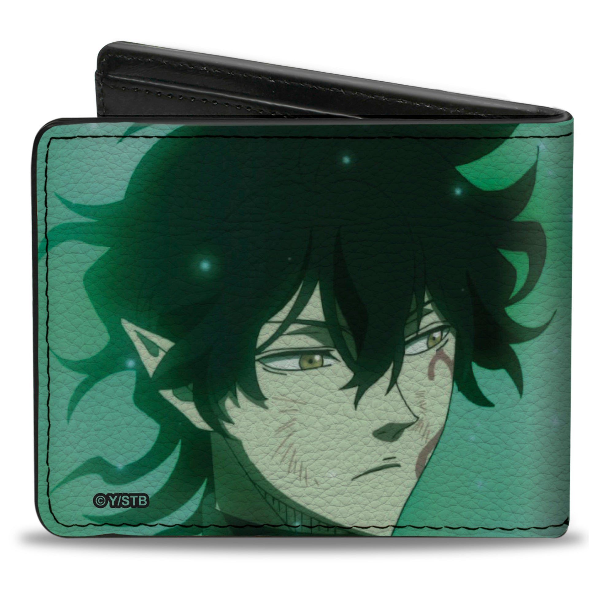 Bi-Fold Wallet - BLACK CLOVER Yuno Grinberryall and Sylph Pose with Title Logo Greens Bi-Fold Wallets Black Clover