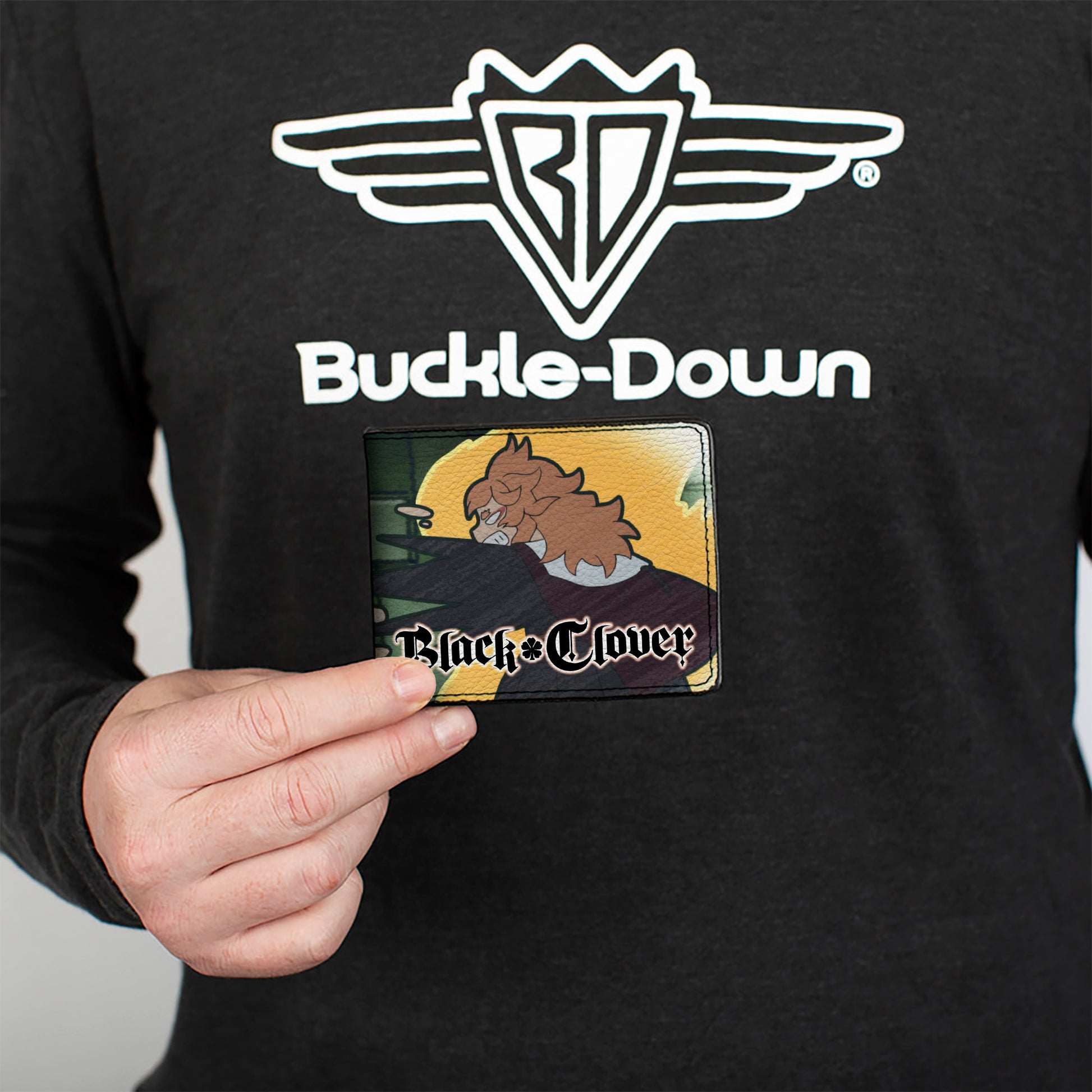 Bi-Fold Wallet - BLACK CLOVER Asta and Zora Mereoleona Challenge Scene and Title Logo Greens Bi-Fold Wallets Black Clover