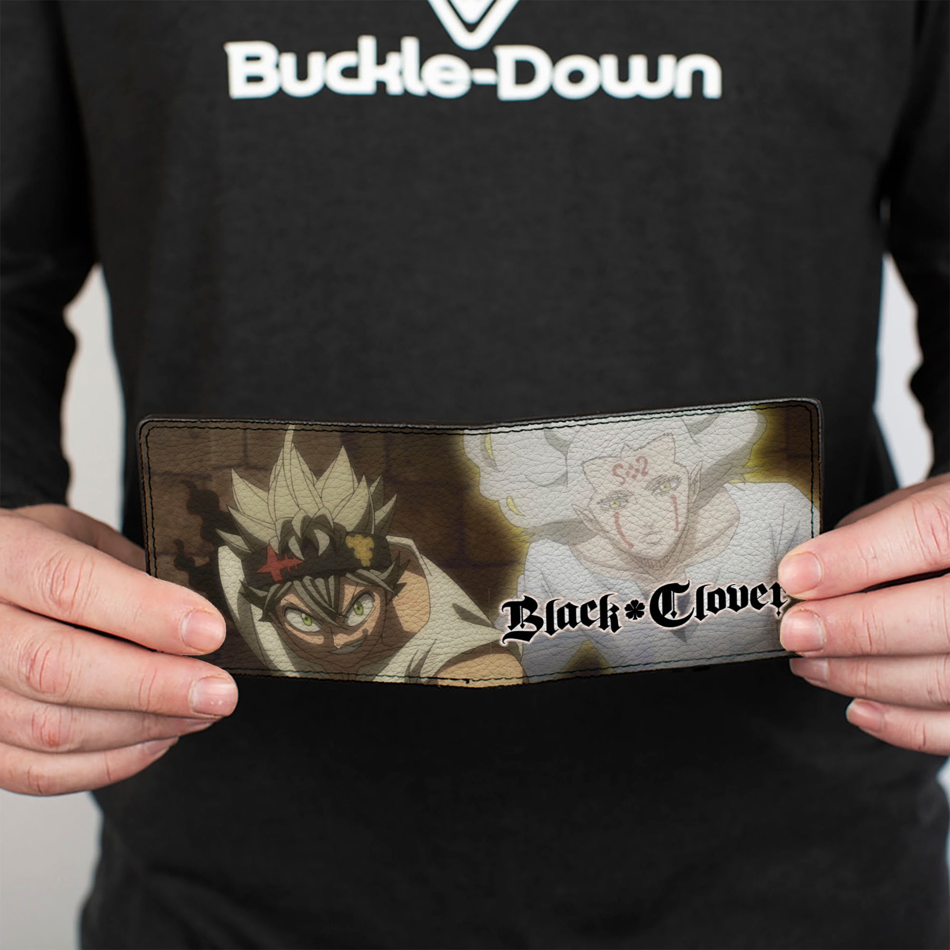 Bi-Fold Wallet - BLACK CLOVER Asta and Licht Pose with Title Logo Greens Bi-Fold Wallets Black Clover