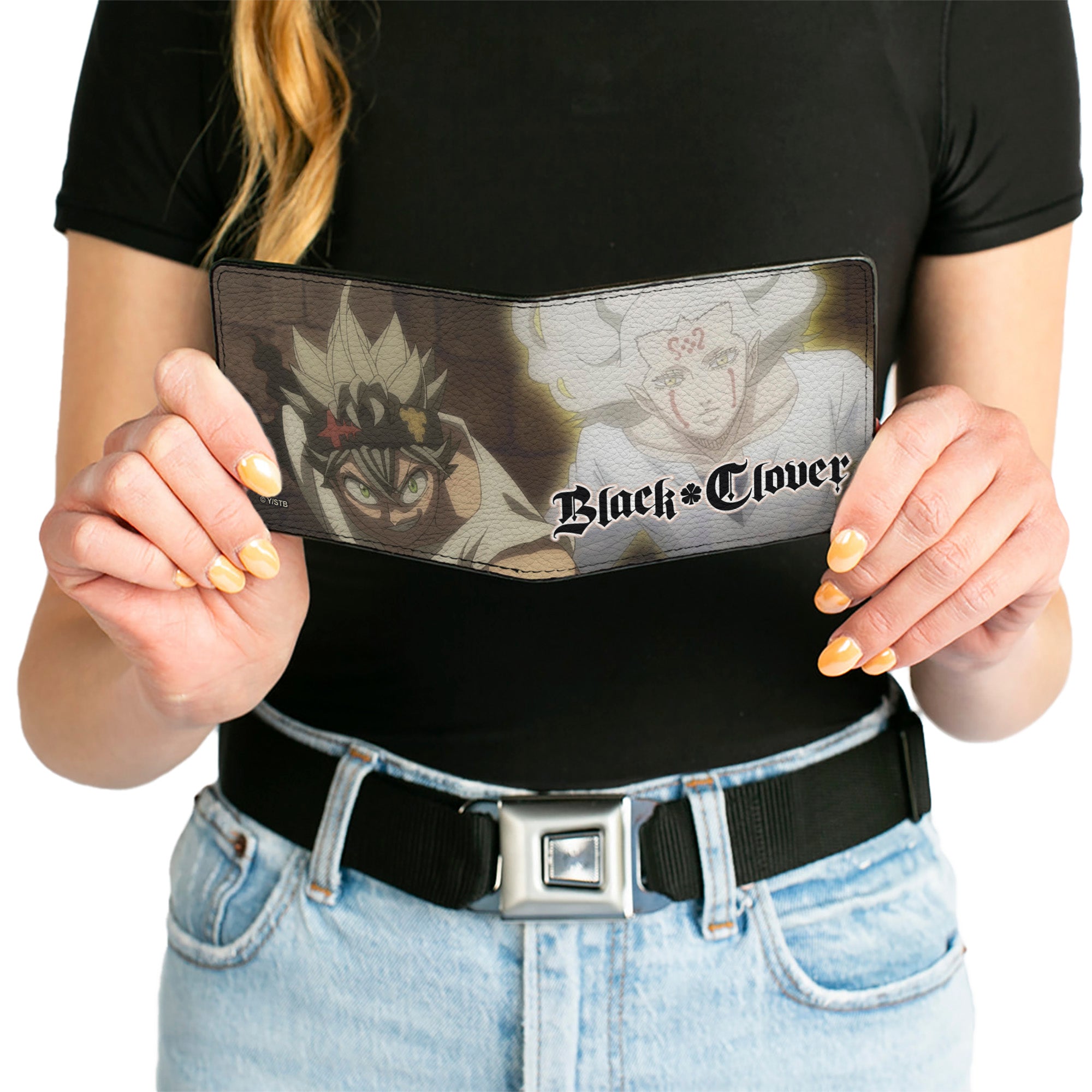 Bi-Fold Wallet - BLACK CLOVER Asta and Licht Pose with Title Logo Greens Bi-Fold Wallets Black Clover