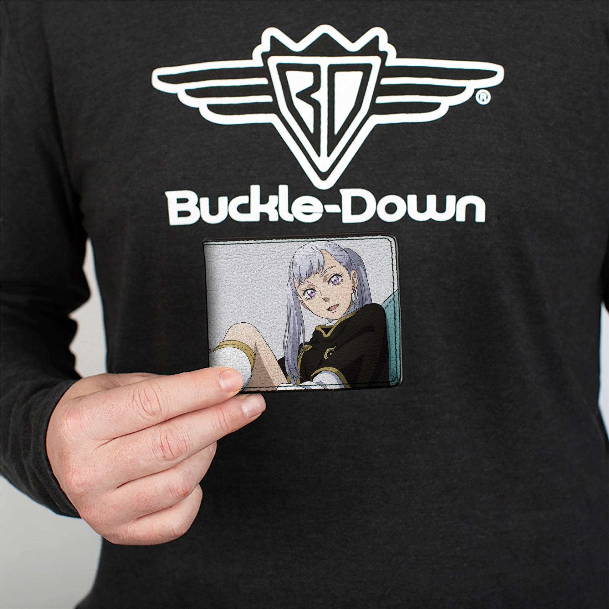 Bi-Fold Wallet - Black Clover Asta Yami and Noelle Group Pose Gray Bi-Fold Wallets Black Clover