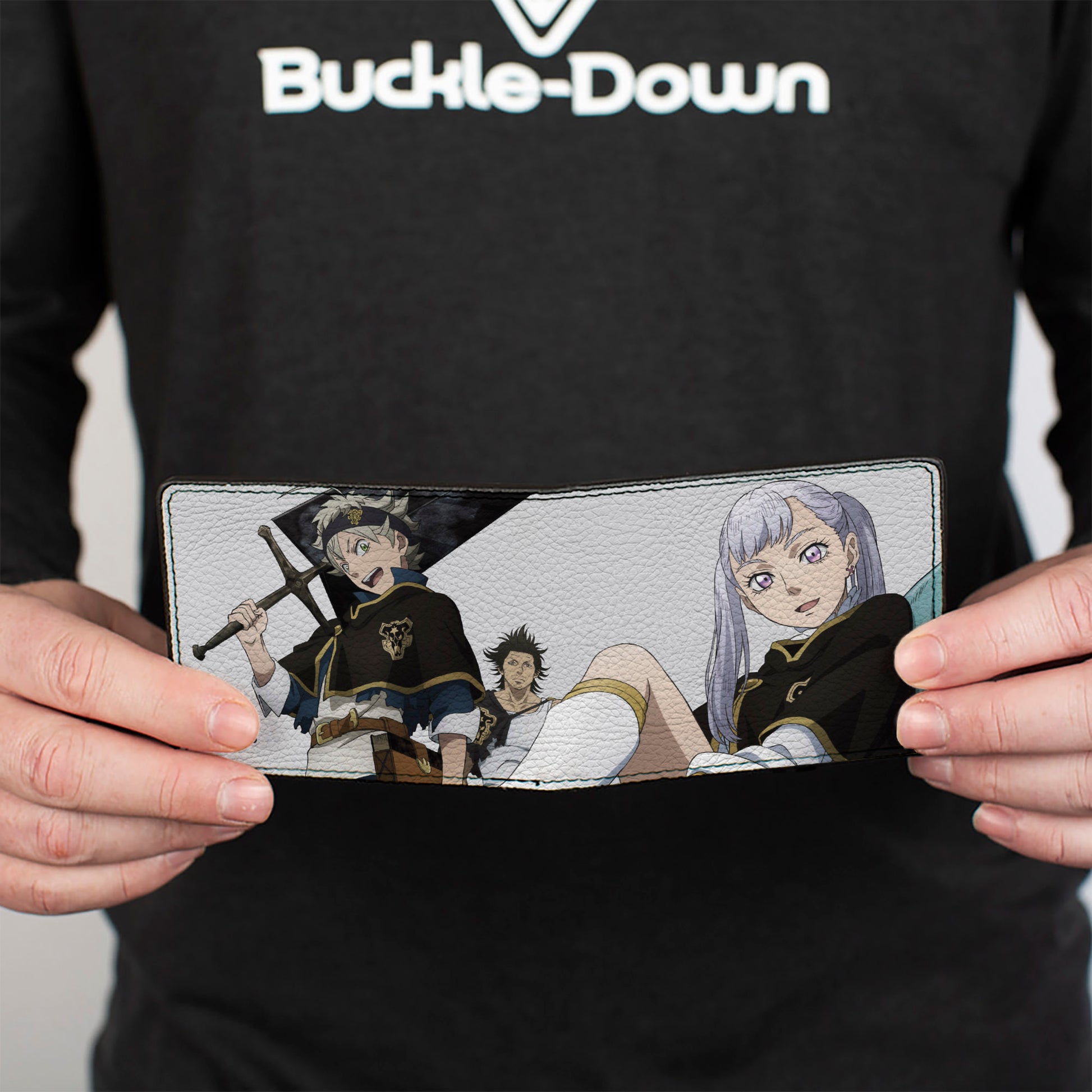 Bi-Fold Wallet - Black Clover Asta Yami and Noelle Group Pose Gray Bi-Fold Wallets Black Clover