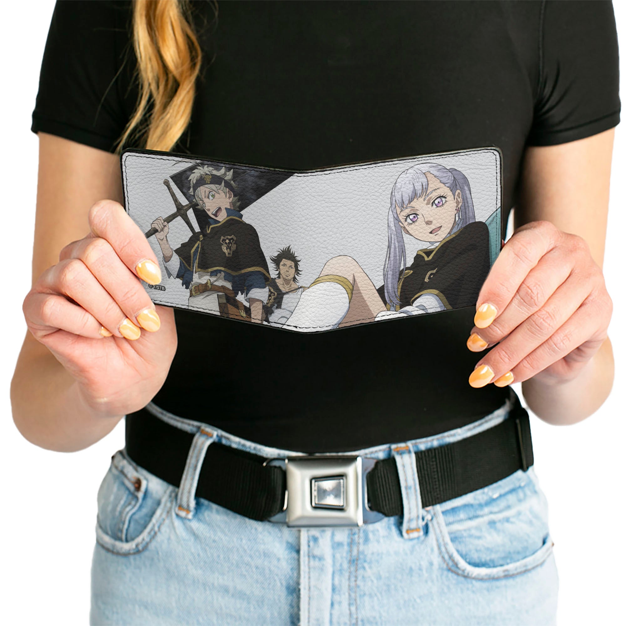 Bi-Fold Wallet - Black Clover Asta Yami and Noelle Group Pose Gray Bi-Fold Wallets Black Clover