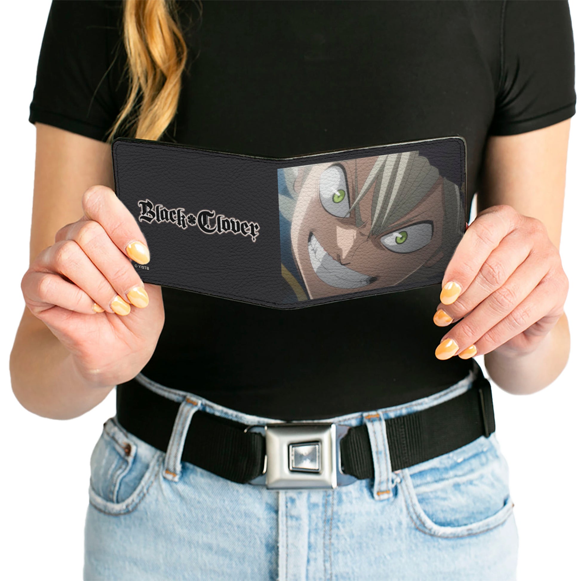 Bi-Fold Wallet - BLACK CLOVER Asta Face Close-Up and Title Logo Bi-Fold Wallets Black Clover
