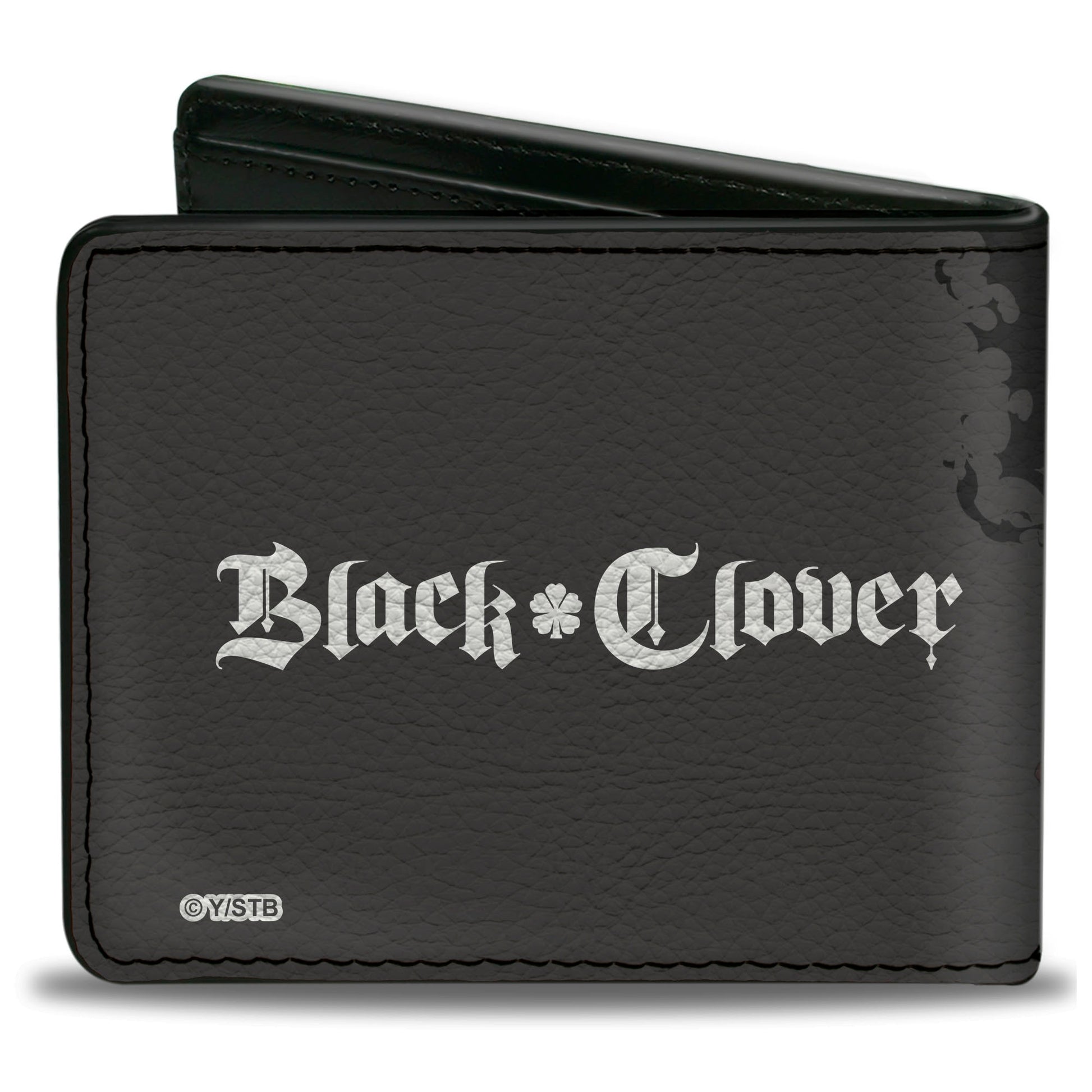 Bi-Fold Wallet - BLACK CLOVER Five Character Group Action Pose and Title Logo Gray Bi-Fold Wallets Black Clover