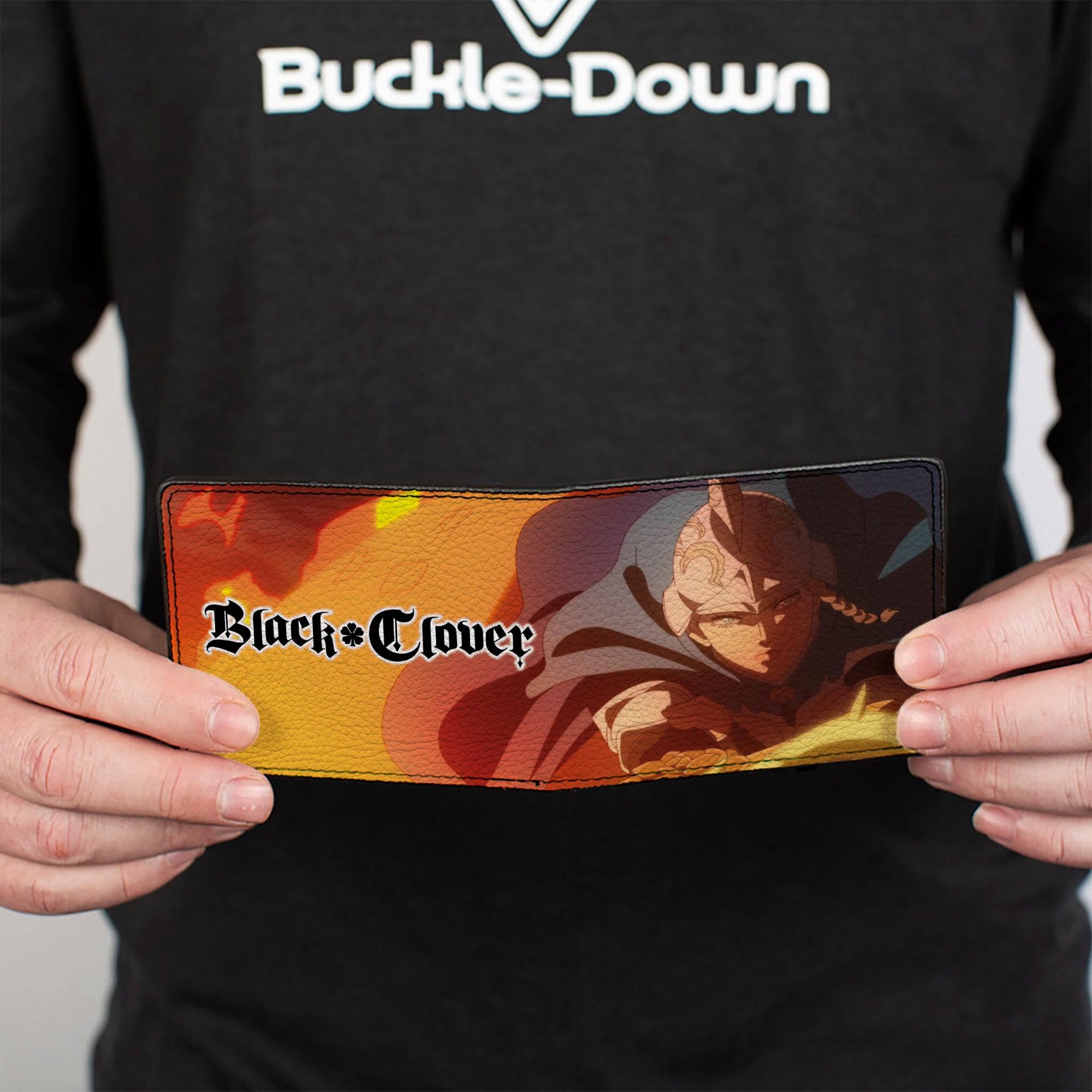Bi-Fold Wallet - BLACK CLOVER Charlotte Roselei Action Pose and Title Logo Bi-Fold Wallets Black Clover