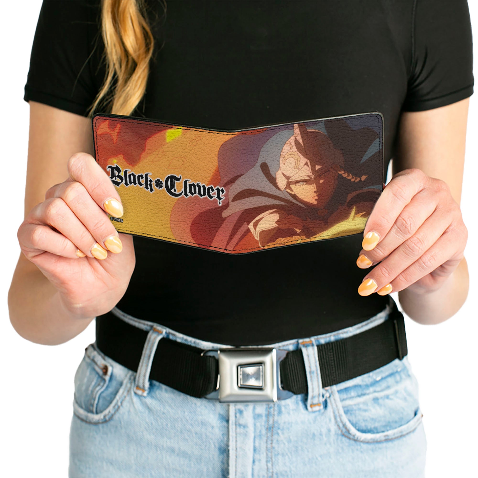 Bi-Fold Wallet - BLACK CLOVER Charlotte Roselei Action Pose and Title Logo Bi-Fold Wallets Black Clover