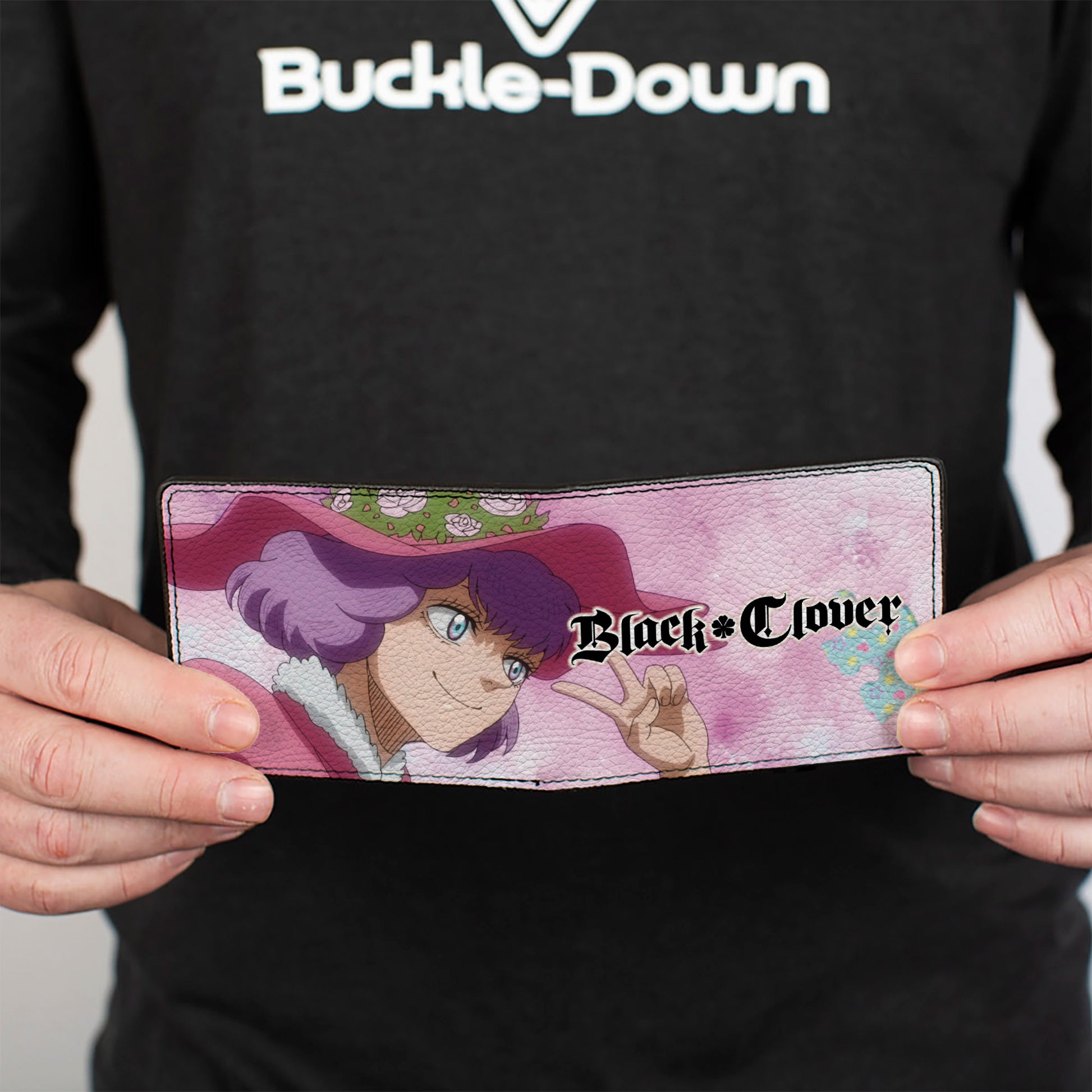 Bi-Fold Wallet - BLACK CLOVER Dorothy Unsworth Peace Pose and Title Logo Pinks Bi-Fold Wallets Black Clover