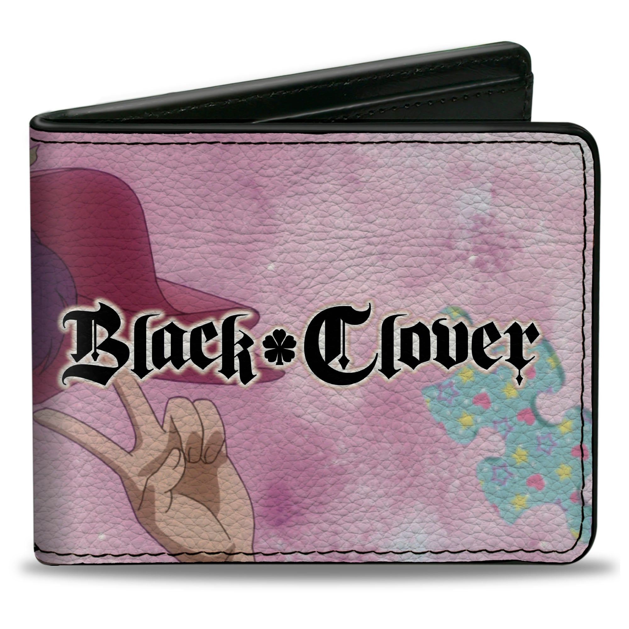 Bi-Fold Wallet - BLACK CLOVER Dorothy Unsworth Peace Pose and Title Logo Pinks Bi-Fold Wallets Black Clover