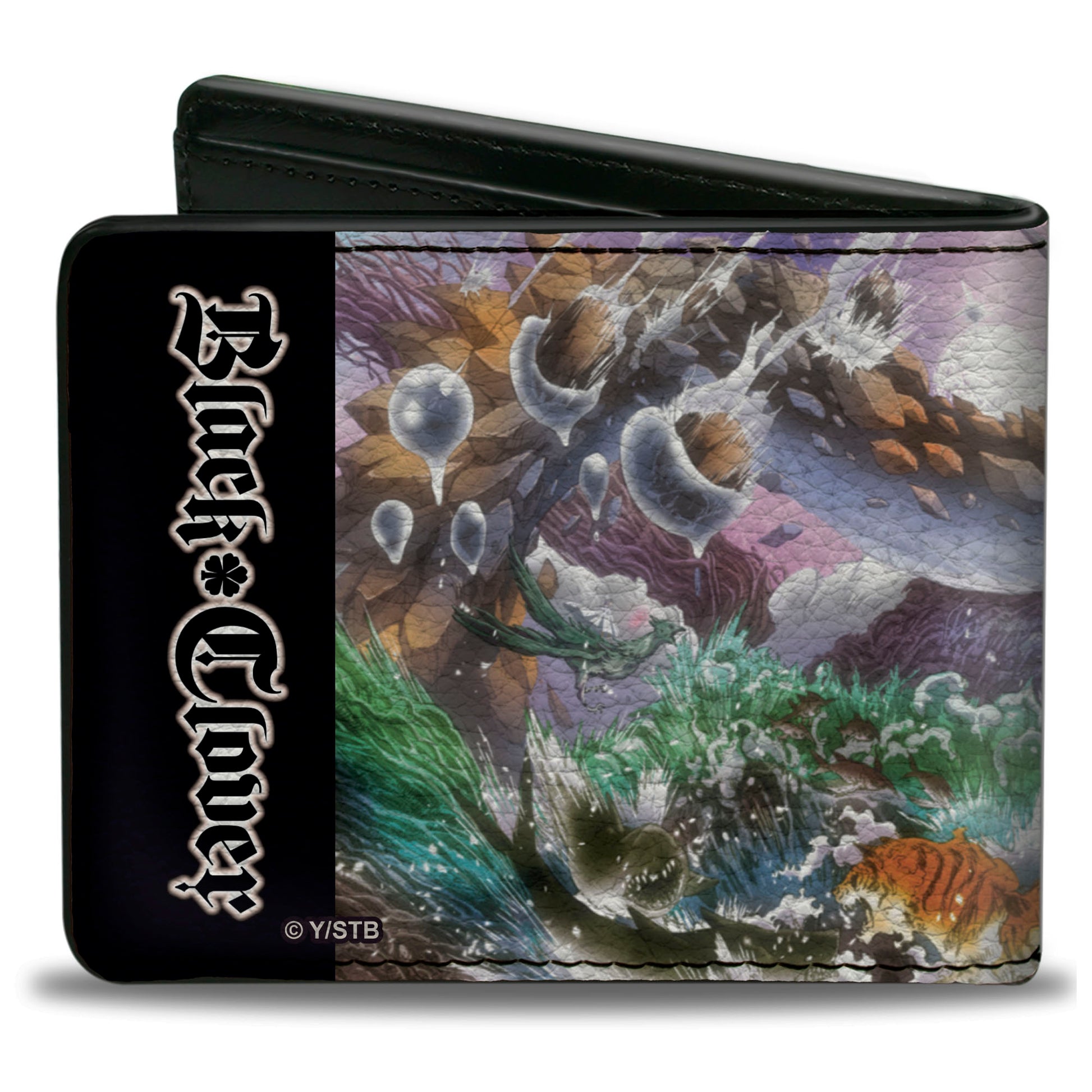 Bi-Fold Wallet - BLACK CLOVER Glamour World Scene and Title Logo Bi-Fold Wallets Black Clover