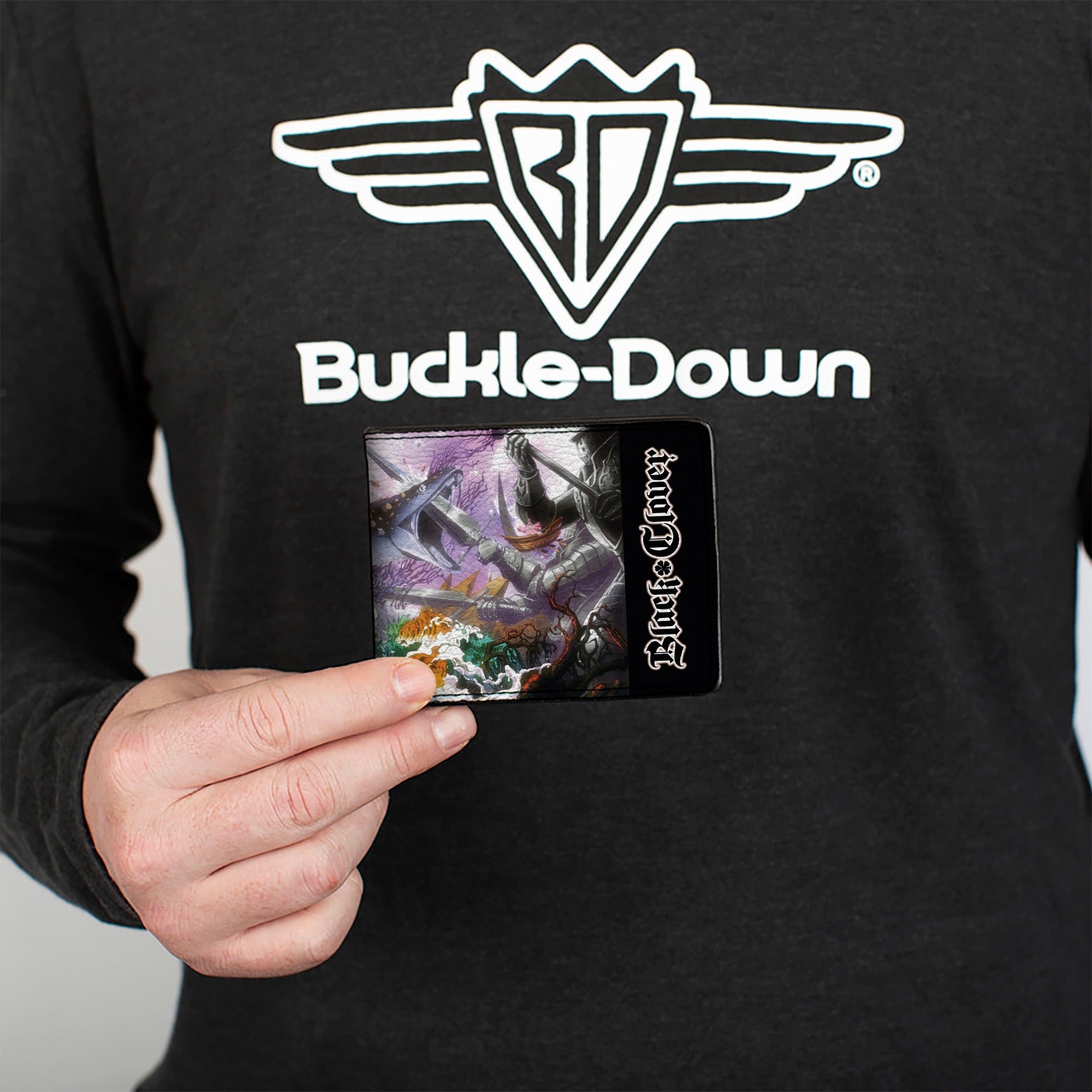 Bi-Fold Wallet - BLACK CLOVER Glamour World Scene and Title Logo Bi-Fold Wallets Black Clover