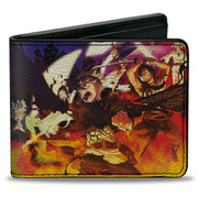 Bi-Fold Wallet - BLACK CLOVER Five Character Group Action Pose and Title Logo Purple Bi-Fold Wallets Black Clover